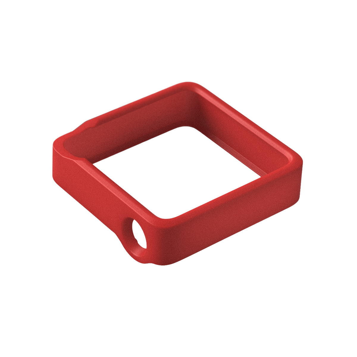 A red square-shaped silicone protective frame for Mighty 3. 