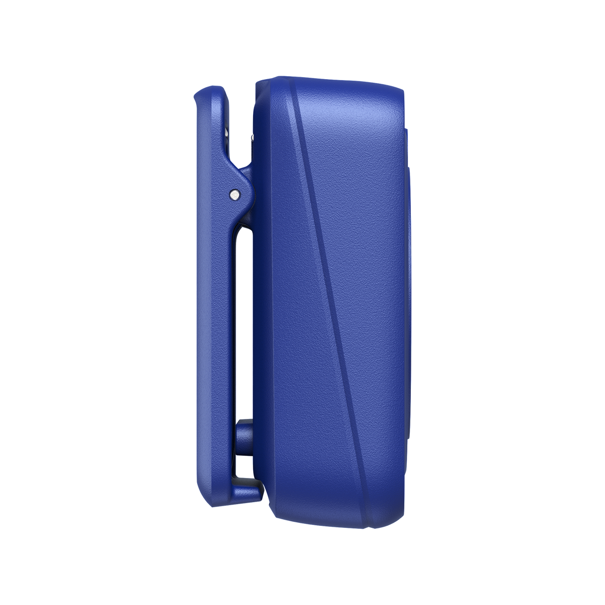 Blue Mighty Waterproof Wave - Side View showing clip and angled part-line.